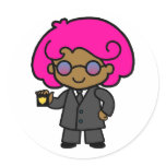 Secret Service Girl Round Stickers