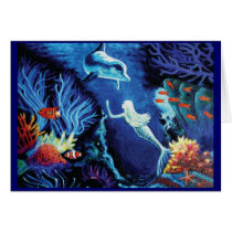Secrets Of The Coral Reef - Mermaid & Dolphin Card by SusanRodio Secrets Of The Coral Reef - Mermaid & Dolphin Card