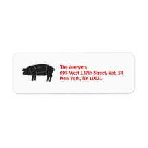 Sectioned BBQ Black Pig Custom Return Address Label