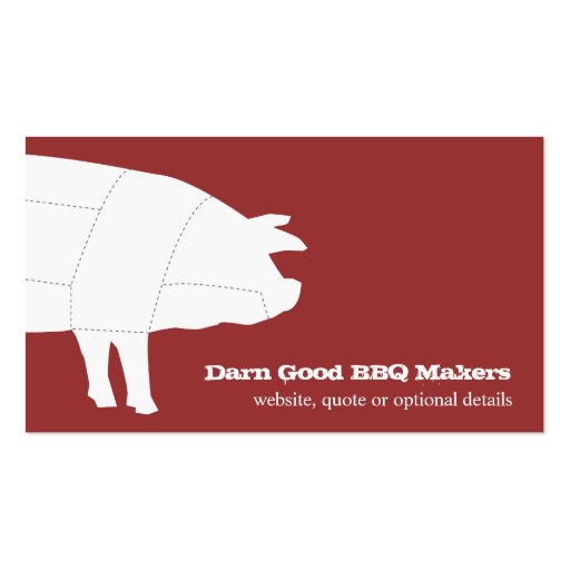 Sectioned BBQ Pig Red Business Card (front side)