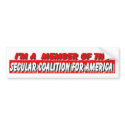 SECULAR COALITION FOR AMERICA bumper stickers