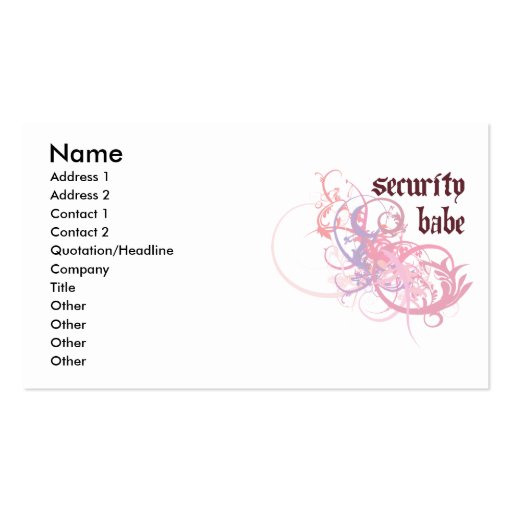 Security Babe Business Cards (front side)