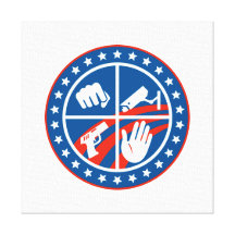 Security CCTV Camera Gun Fist Hand Circle Stretched Canvas Print