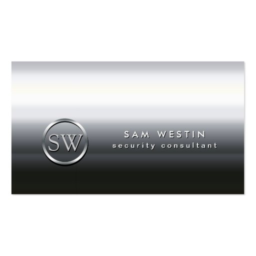 Security Consultant Chrome Monogram Business Card (front side)