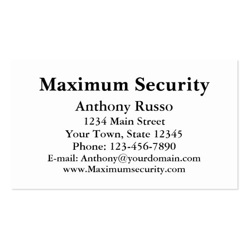 Security Firm Business Cards (back side)