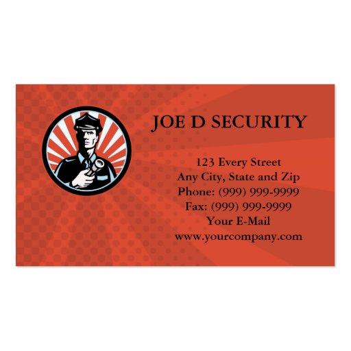 Security Guard Policeman Officer BUSINESS CARD (front side)