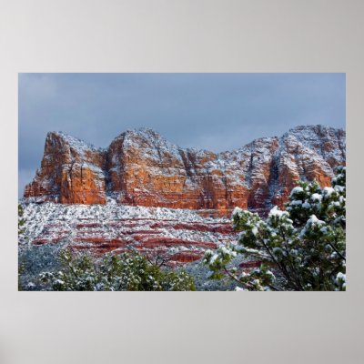 Sedona, AZ in the Snow 2807 Print by SedonaPosters