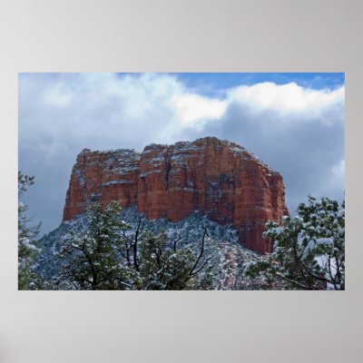 Sedona Snow on Courthouse Butte 2811 Posters by SedonaPosters