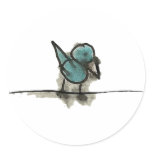 See Blue Bird Round Sticker