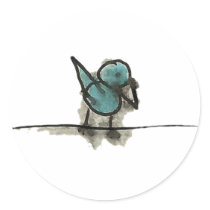 See Blue Bird Round Sticker