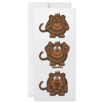 See Hear Speak No Evil Monkeys Full Color Rack Card