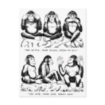 See No Evil, Hear No Evil, Speak No Evil, Rephrase Postcard