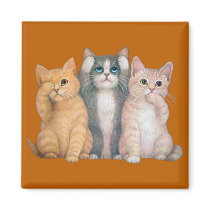 See No Hear No Speak No Evil Cats Magnet