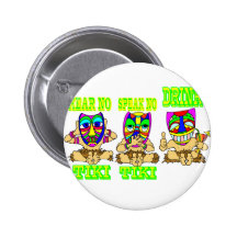 See no,hear no,TIKI Pinback Buttons