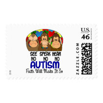 See Speak Hear No Autism 1 Postage Stamp