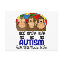See Speak Hear No Autism 1 Postcard