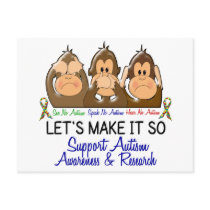 See Speak Hear No Autism 2 Postcards