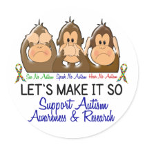 See Speak Hear No Autism 2 Sticker