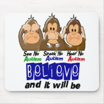 See Speak Hear No Autism 3 Mouse Pad
