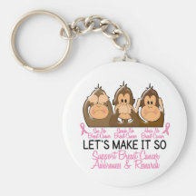 See Speak Hear No Breast Cancer 2 Keychains