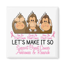 See Speak Hear No Breast Cancer 2 Refrigerator Magnet