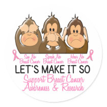 See Speak Hear No Breast Cancer 2 Sticker