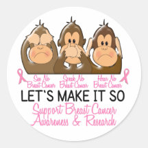 See Speak Hear No Breast Cancer 2 Sticker