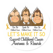 See Speak Hear No Childhood Cancer 2 stickers