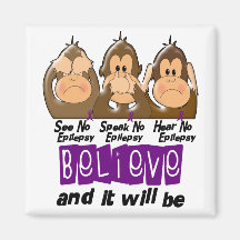See Speak Hear No Epilepsy 3 Refrigerator Magnets