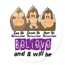 See Speak Hear No Fibromyalgia 3 stickers by awarenessgifts See Speak Hear No Fibromyalgia 3 stickers