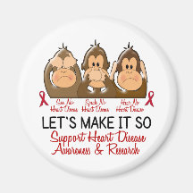 See Speak Hear No Heart Disease 2 Fridge Magnets