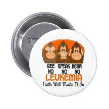 See Speak Hear No Leukemia 1 Pinback Buttons