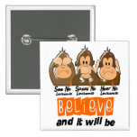 See Speak Hear No Leukemia 3 Pin