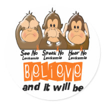 See Speak Hear No Leukemia 3 stickers by awarenessgifts See Speak Hear No Leukemia 3 stickers