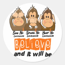 See Speak Hear No Leukemia 3 Stickers