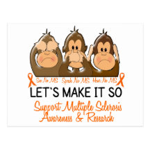 See Speak Hear No Multiple Sclerosis MS 2 Post Cards