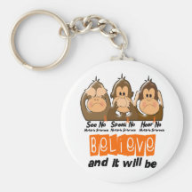 See Speak Hear No Multiple Sclerosis MS 3 Keychain