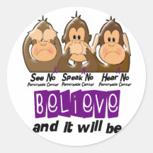 See Speak Hear No Pancreatic Cancer 3 Sticker