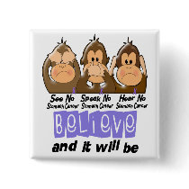 See Speak Hear No Stomach Cancer 3 buttons by awarenessgifts See Speak Hear No Stomach Cancer 3 buttons