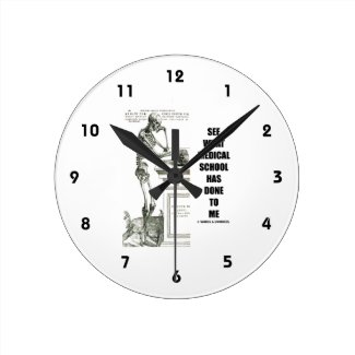 See What Medical School Has Done To Me (Vesalius) Round Wall Clocks