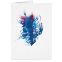 "Seedpod" blue and magenta art notecard