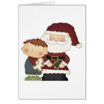 seeing santa boy tot greeting cards