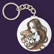 "Seika" Amber Rose Crystal Ball Angel Keychain keychains