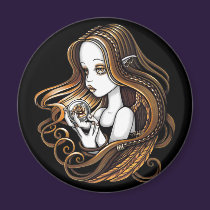 "Seika" Amber Rose Crystal Ball Angel Magnet