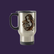 "Seika" Amber Rose Crystal Ball Angel Travel Mug mugs