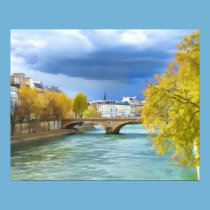 Seine River Under April Skies Print posters