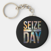 Seize the Day Black Keychain
