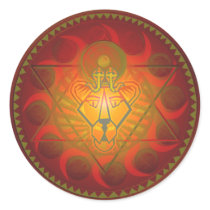 sekhmet solar hexagram round stickers