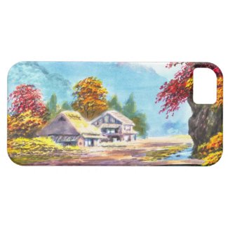 Seki K Country Farm by Stream in Autumn scenery iPhone 5 Cases