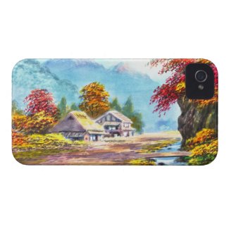 Seki K Country Farm by Stream in Autumn scenery Case-Mate iPhone 4 Cases